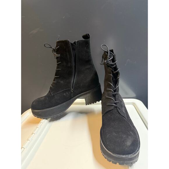 BY FAR Cobain 60mm platform boots black suede boots size w40 - Picture 2 of 8